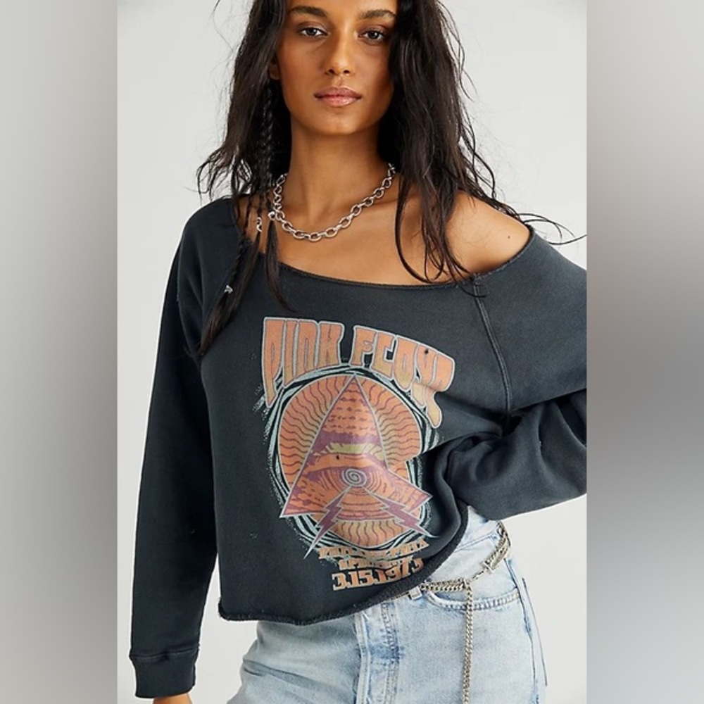 RETROBRAND free people Pink Floyd crop sweatshirt
